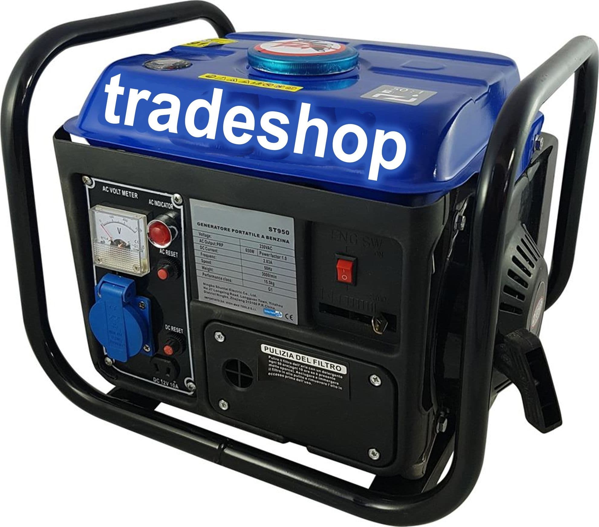 GENERATORE DI CORRENTE ELETTRICO SILENZIATO PORTATILE 650W MOTORE 2 TEMPI