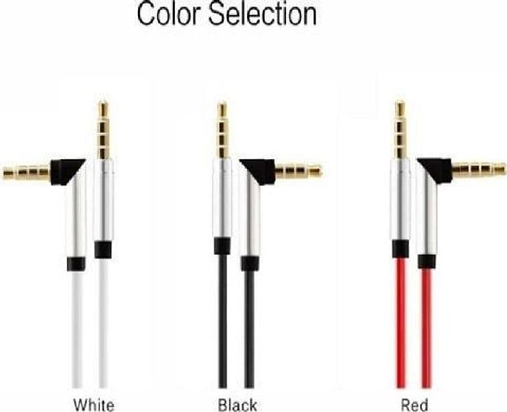 CAVO AUX 3.5 MM MASCHIO 1 METRO CABLE AUDIO STEREO MP3 ANGOLO RETTO VARI COLORI - 2