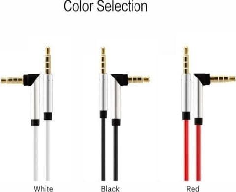CAVO AUX 3.5 MM MASCHIO 1 METRO CABLE AUDIO STEREO MP3 ANGOLO RETTO VARI COLORI - 2