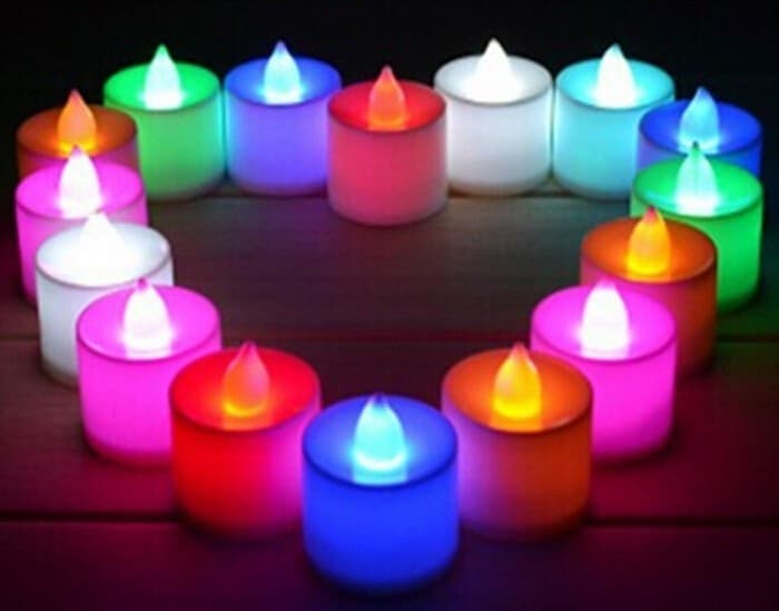 SET 12 MINI CANDELE LED SENZA FIAMMA TREMOLANTE RGB MULTI COLORE BATTERIA INCL. - 2