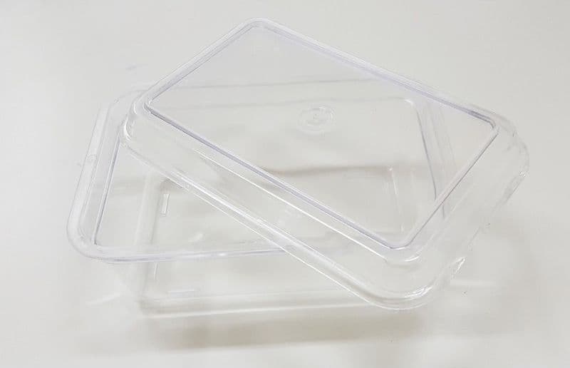 4 VASCHETTE VASCHETTA CON COPERCHIO 1 PORZIONI TRASPARENTE PLASTICA PER TORTA
