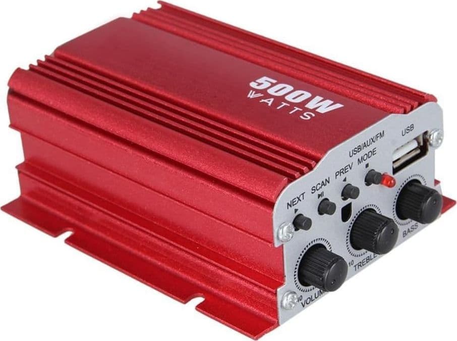 MINI AMPLIFICATORE STEREO A 2 CANALI PER AUTO MOTO DA 500W USB MP3 KINTER MA-150 - 5