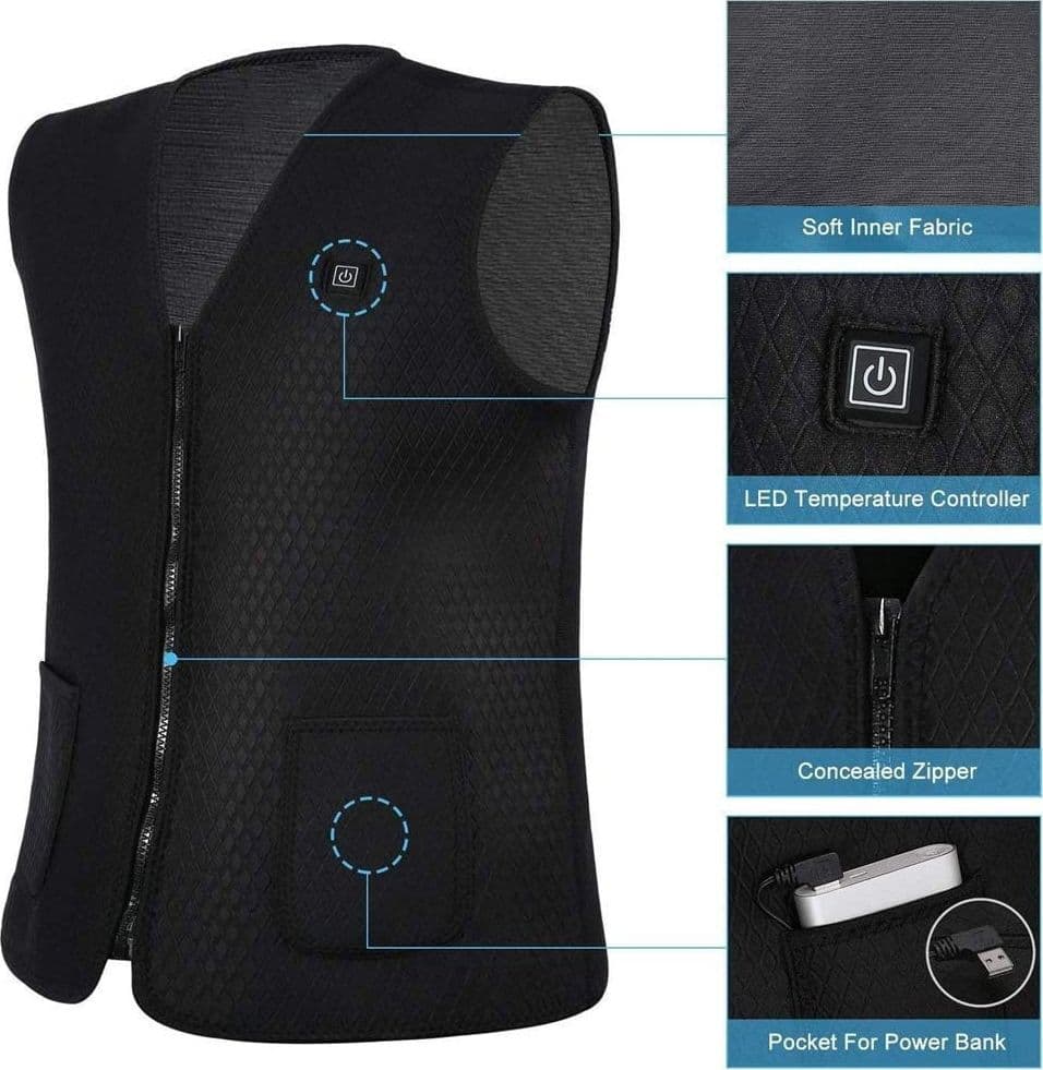 GILET GIUBOTTO RISCALDANTE USB RISCALDATO GIACCA TERMICA UNISEX RISCALDAMENTO - 8