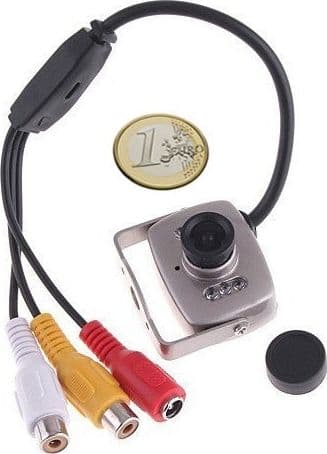 MINI MICRO TELECAMERA CAMERA A COLORI 6 LED IR RCA AUDIO VIDEO MICROFONO STAFFA - 6