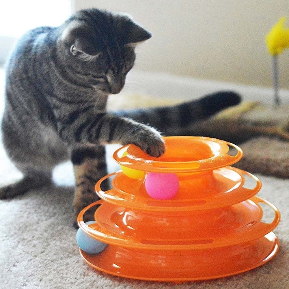 GIOCO PER GATTI INTERATTIVO TORRE CIRCOLARE CON SFERE PALLINE ROTANTI GATTO - 6