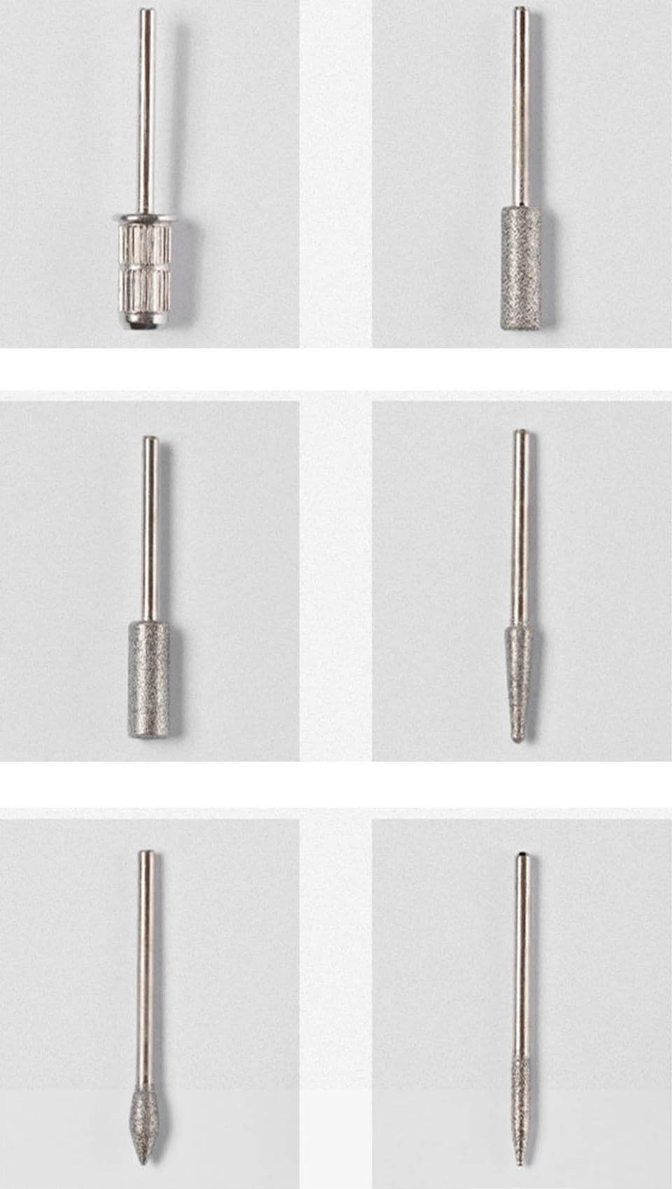 6 PUNTE KIT SET FRESA FRESATRICE NAIL ART UNGHIE CILINDRI ABRASIVI SCOVOLINI - 5