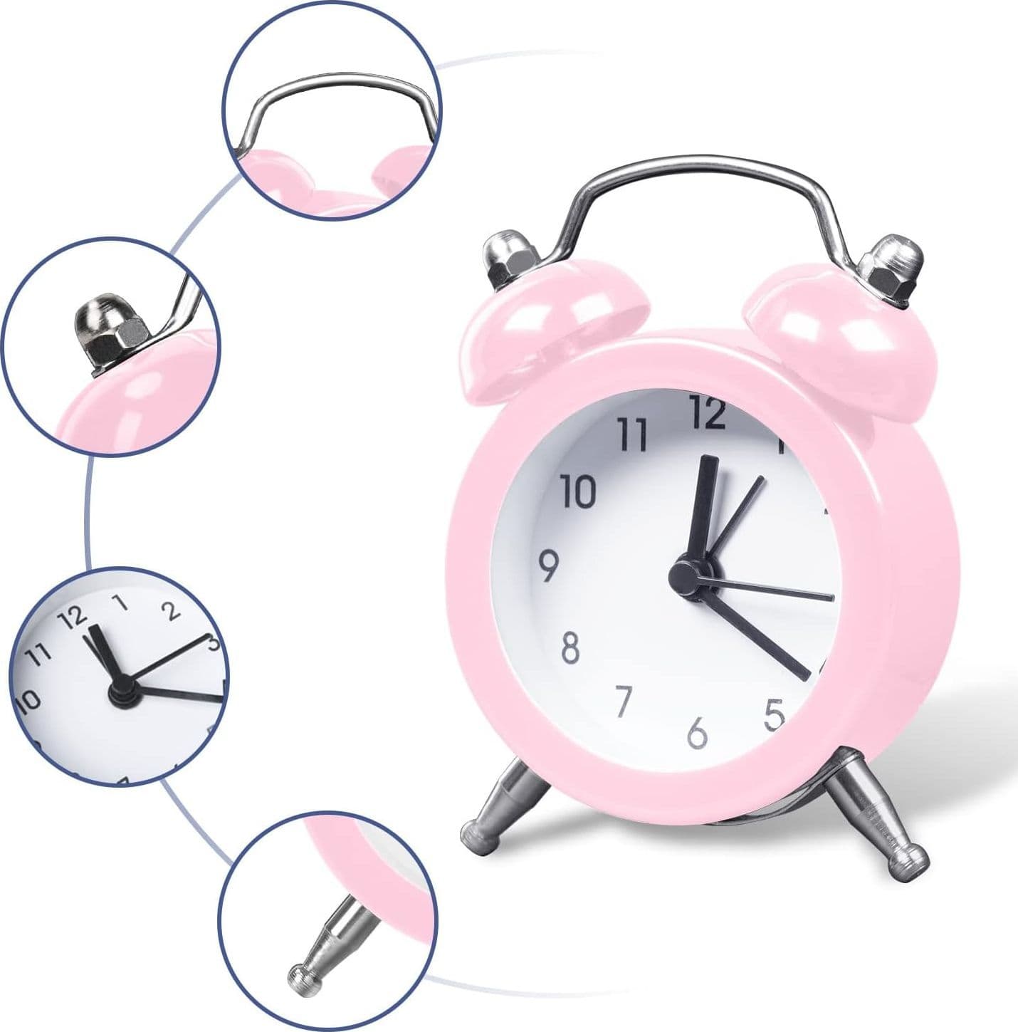 MINI SVEGLIA ANALOGICO DA TAVOLO piccola OROLOGIO ALLARME SONORO - 4