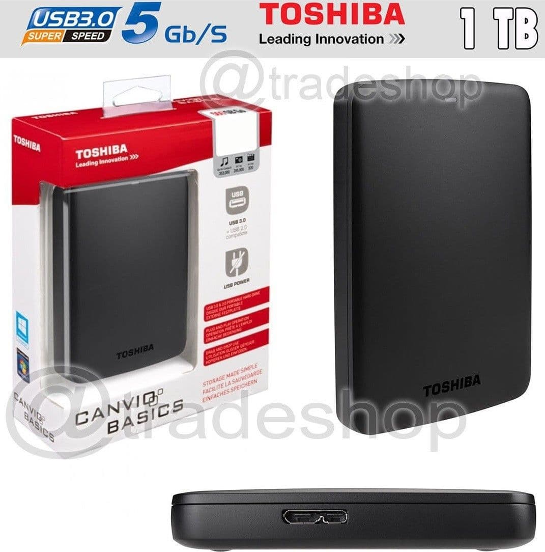 HARD DISK TOSHIBA 2,5" 1 TB 1000GB ESTERNO HDD AUTOALIMENTATO HARDDISK USB 3.0 - 2