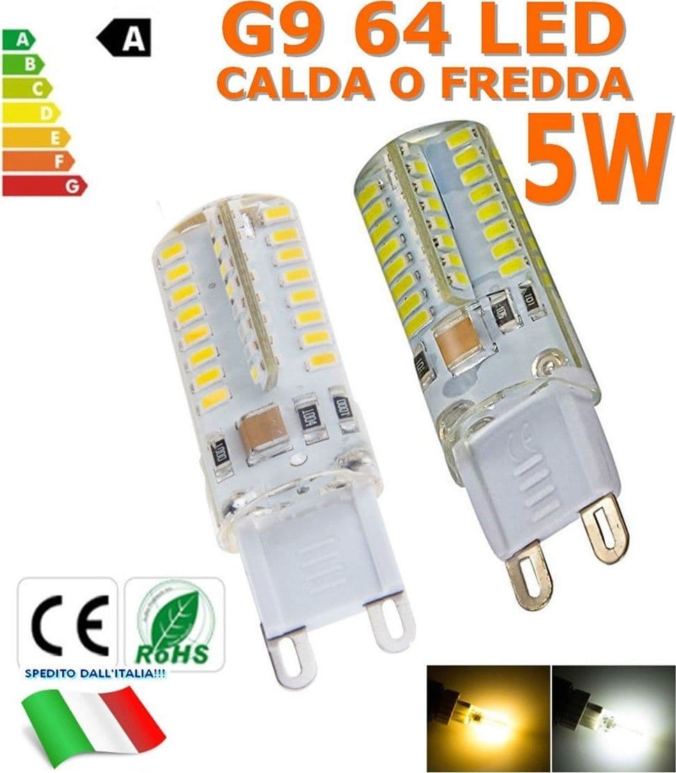 Lampada led G9 220V 5W 64 Led luce Calda Fredda OLTRE 500 LUMEN alta luminosità - 5