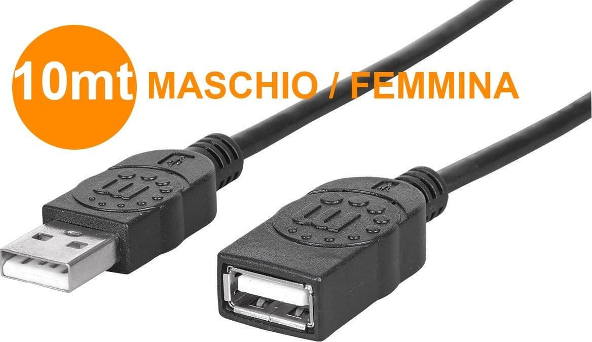CAVO USB PROLUNGA 10 METRI 10M MASCHIO / FEMMINA ESTENSIONE 10 MT PC DESKTOP - 3