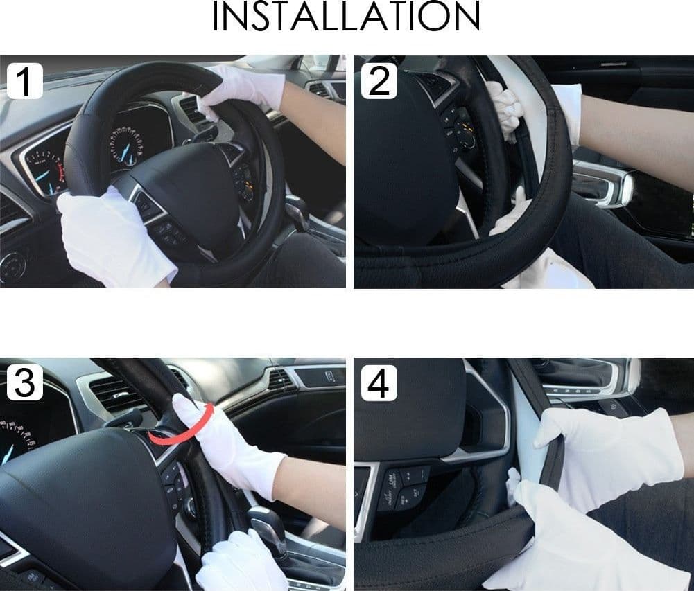 COPRIVOLANTE CON PRESA COMFORT PER VOLANTE AUTO NERO IN GOMMA DIAMETRO 38 CM - 4