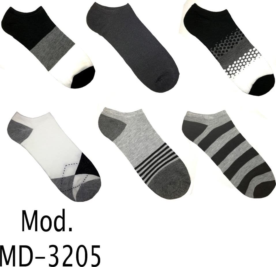 12 PAIA DI CALZINI UOMO CAVIGLIA IN COTONE VARI COLORI E FANTASIE MD-3205 - 2