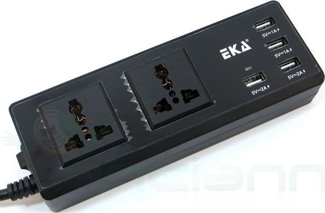 MULTIPRESA PRESA UNIVERSALE 2 SPINE UK ITA 4 USB 2.1A 1A 5V INTERRUTTORE NERO - 4