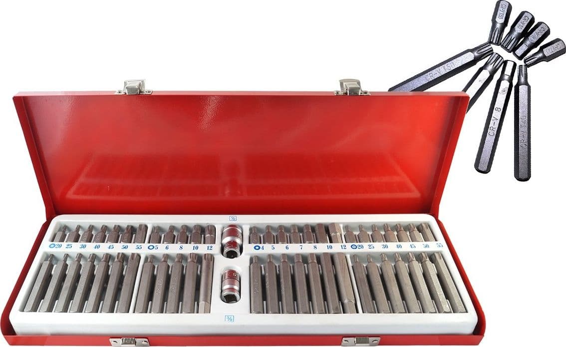 KIT SET INSERTI CHIAVI BUSSOLE CHIAVI TORX HEX 1/2" 3/8" PROFESSIONALE 54 PZ