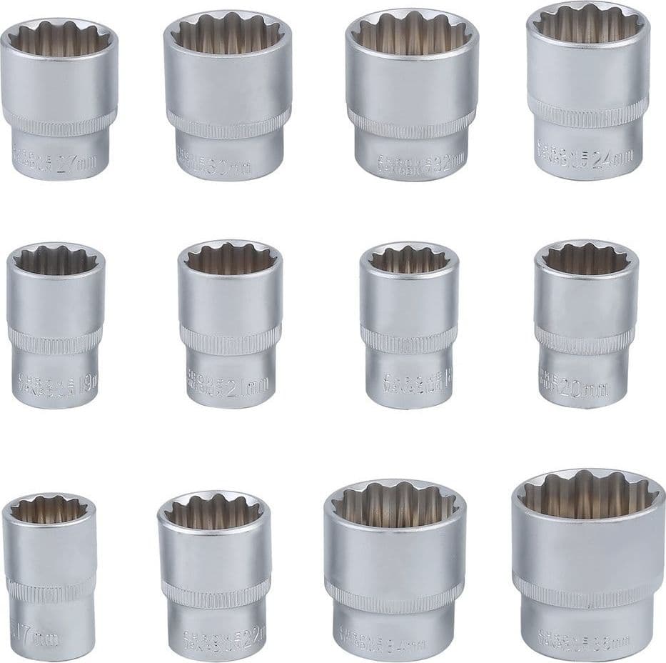 SET KIT 19 PZ CHIAVI A BUSSOLE TORX IN LEGA DA 8 A 32 MM ATTACCO 1/2" 1/4" 3/8" - 2