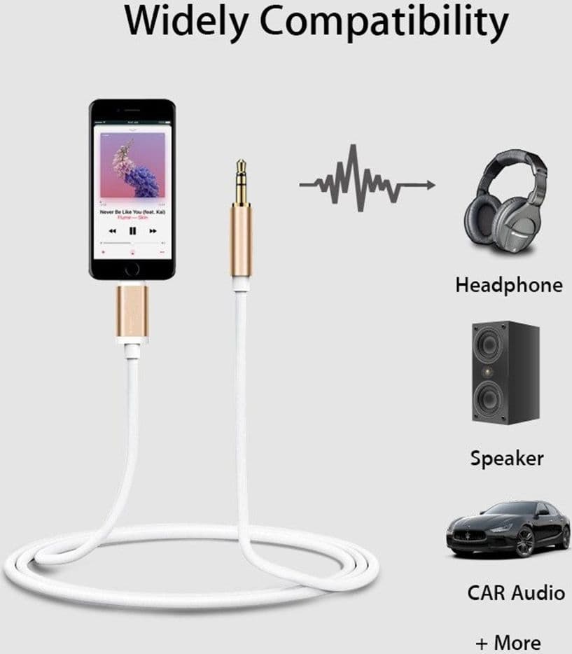 CAVO AUDIO ADATTATORE IPHONE 7 E 7 PLUS AUX JACK LIGHTNING A 3,5 MM MASCHIO - 2