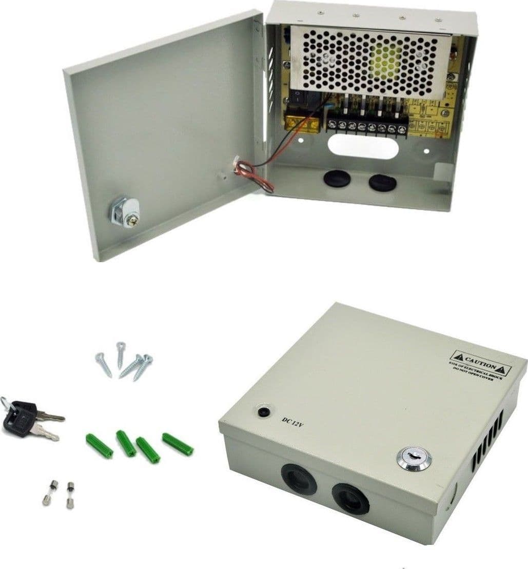 RACK BOX ALIMENTATORE STABILIZZATO 4 USCITE CANALI CENTRALINA TELECAMERA DC CCTV - 4