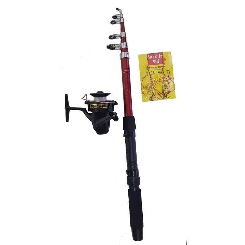KIT CANNA DA PESCA ESTENSIBILE TELESCOPICA CON MULINELLO S71000 LENZA 10 AMI - 2