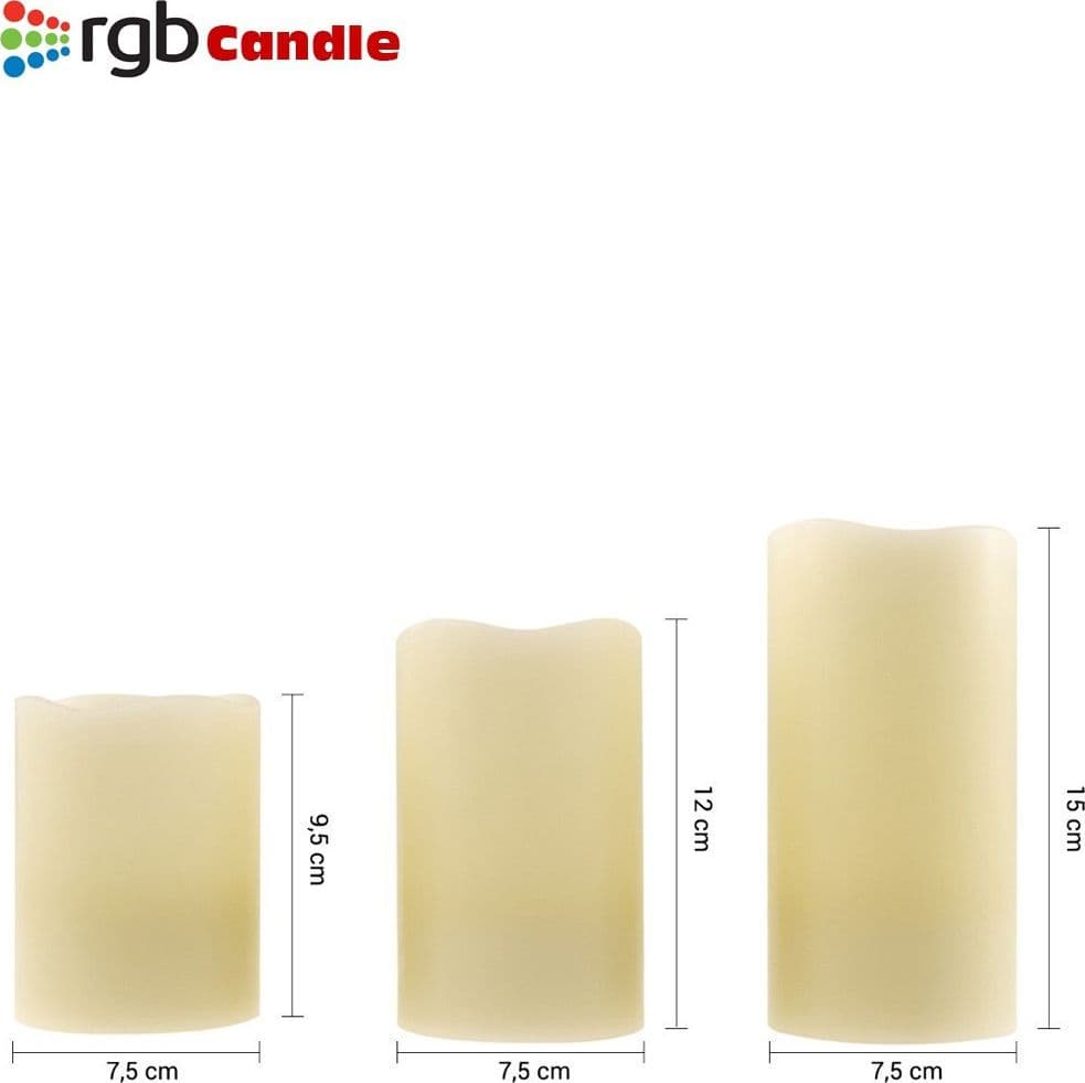 TRE CANDELE LED SENZA FIAMMA CON TELECOMANDO RGB VERA CERA PROFUMATE A VANIGLIA - 2