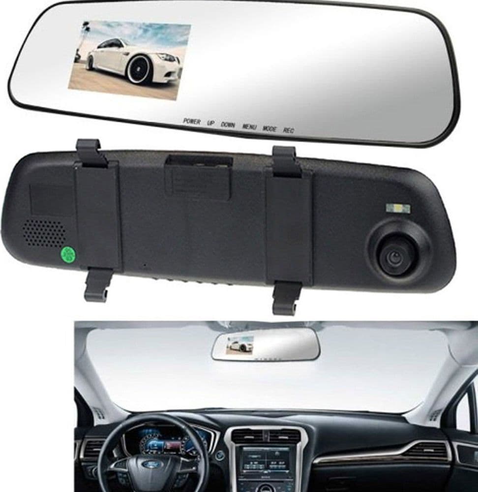 SPECCHIETTO RETROVISORE DVR TELECAMERA FULL HD 1080P 2.3 "LCD PER RETROCAMERA