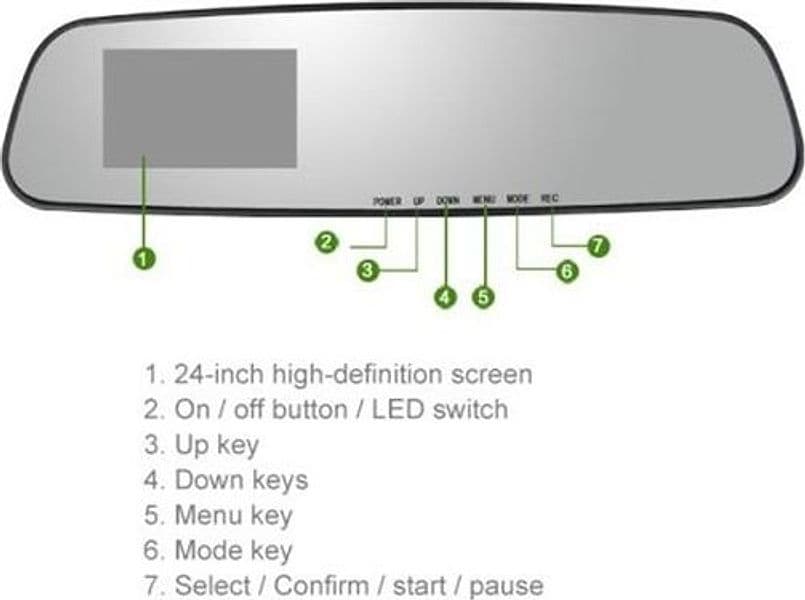 SPECCHIETTO RETROVISORE DVR TELECAMERA FULL HD 1080P 2.3 "LCD PER RETROCAMERA - 2