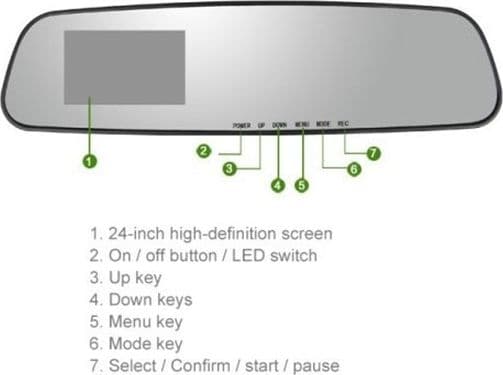 SPECCHIETTO RETROVISORE DVR TELECAMERA FULL HD 1080P 2.3 "LCD PER RETROCAMERA - 2