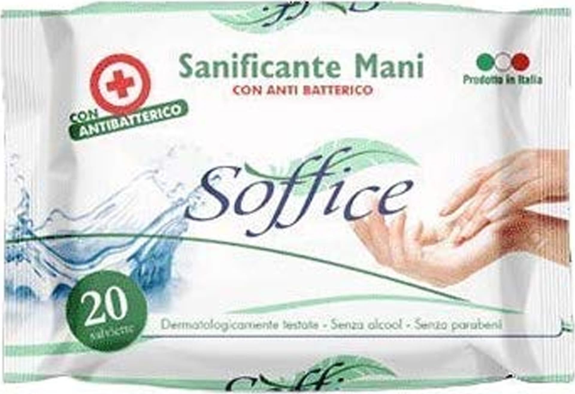 20 SALVIETTE SANIFICANTE IGIENIZZANTE PER MANI CON ANTIBATTERICO SENZA ALCOOL