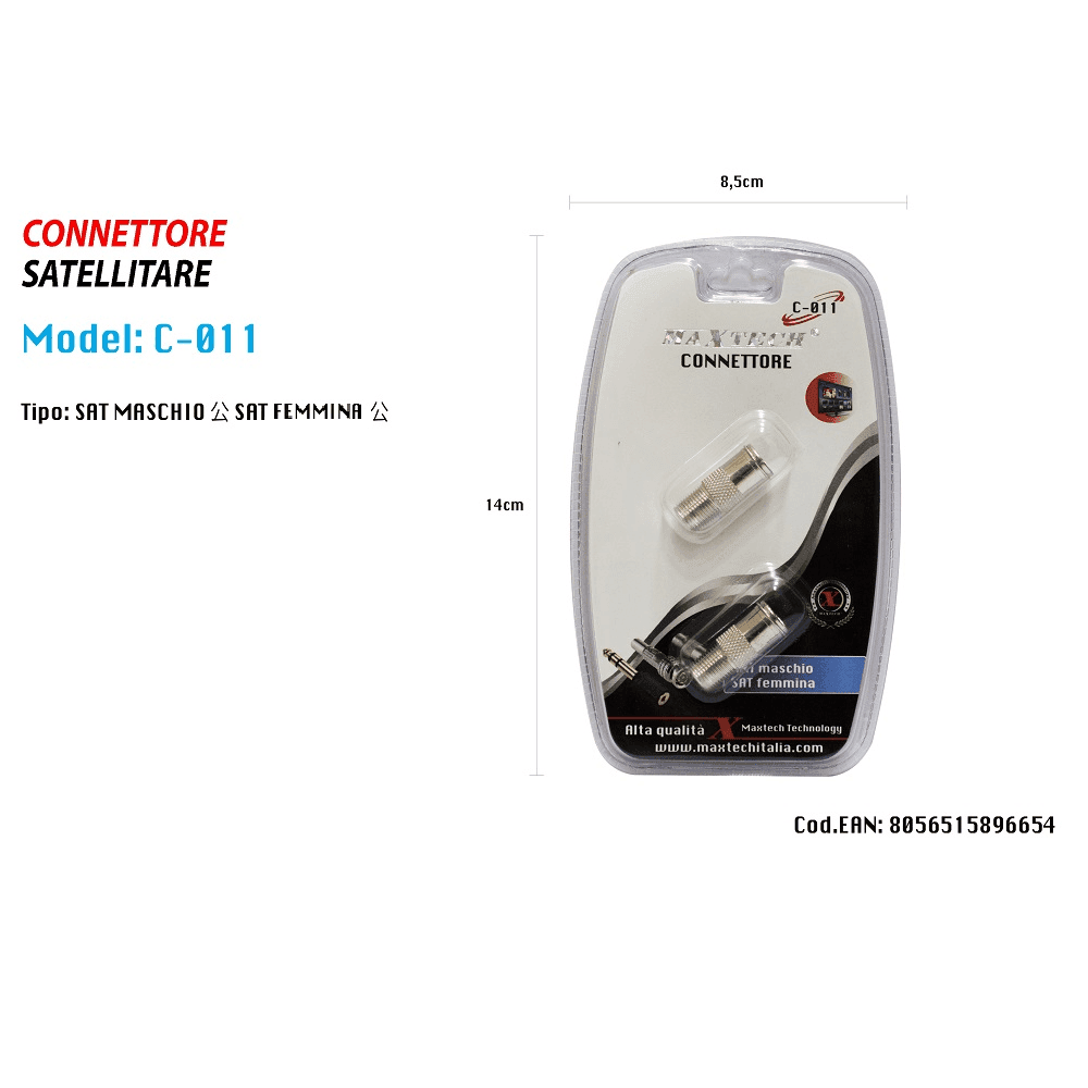 CONNETTORE SATELLITARE PER ADATTATORE MASCHIO A SPINOTTO FEMMINA TV MAXTECH C-011 - 2