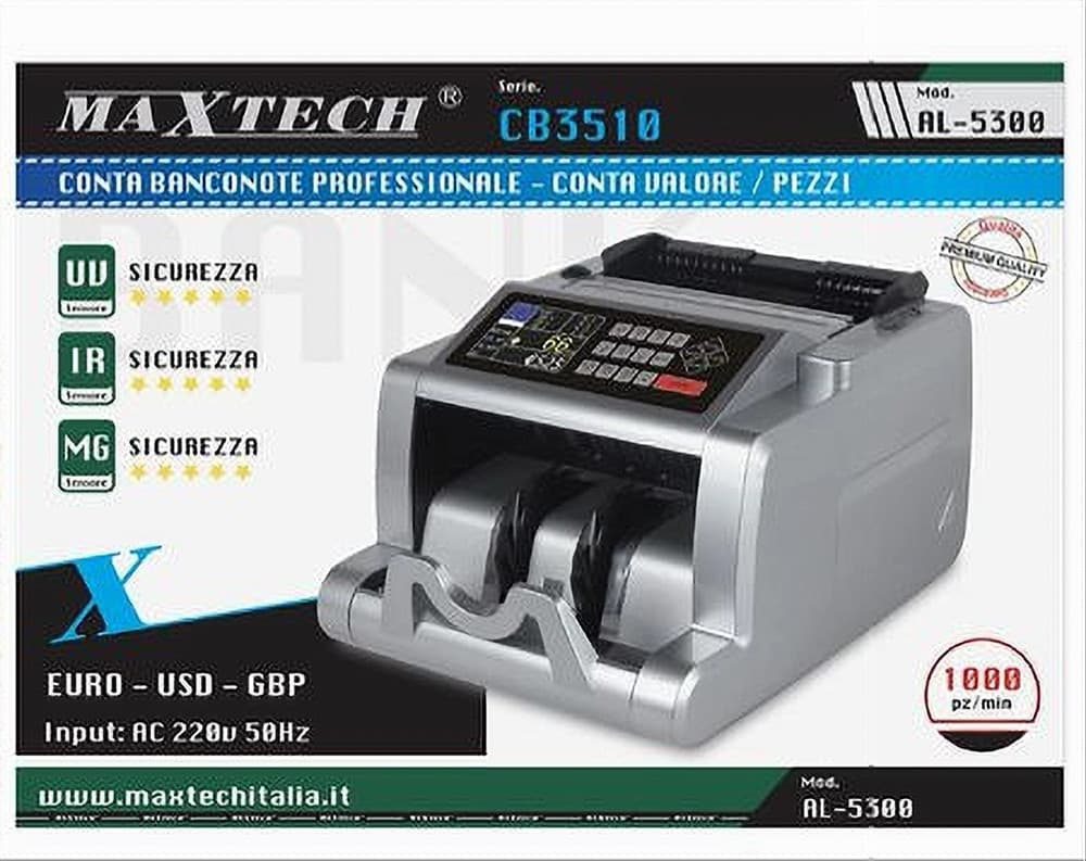 CONTA BANCONOTE PROFESSIONALE VALORIZZATORE RILEVA VERIFICA SOLDI FALSI AL-5300 - 3