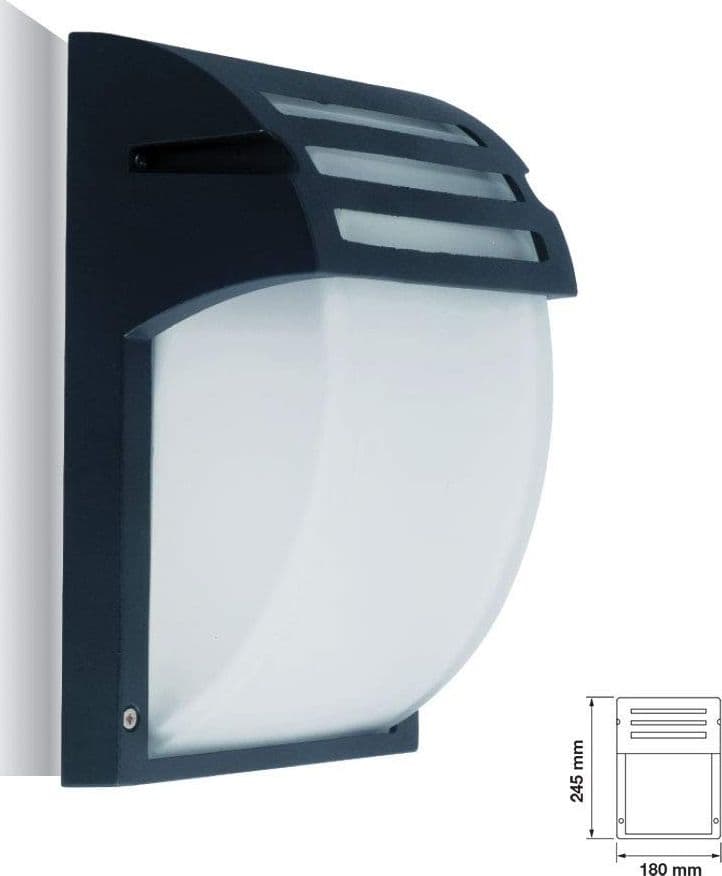 PORTALAMPADA ESTERNO ALLUMINIO VETRO NERO VT7076 E27 IP44 ILLUMINAZIONE