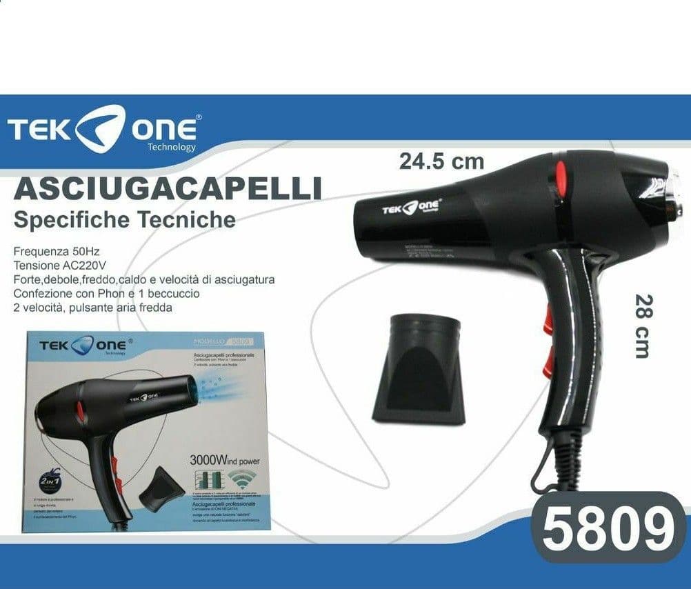 ASCIUGACAPELLI PHON TEKONE 5809 PROFESSIONALE 2IN1 BECCUCCI 2 VELOCITÀ 950W - 2