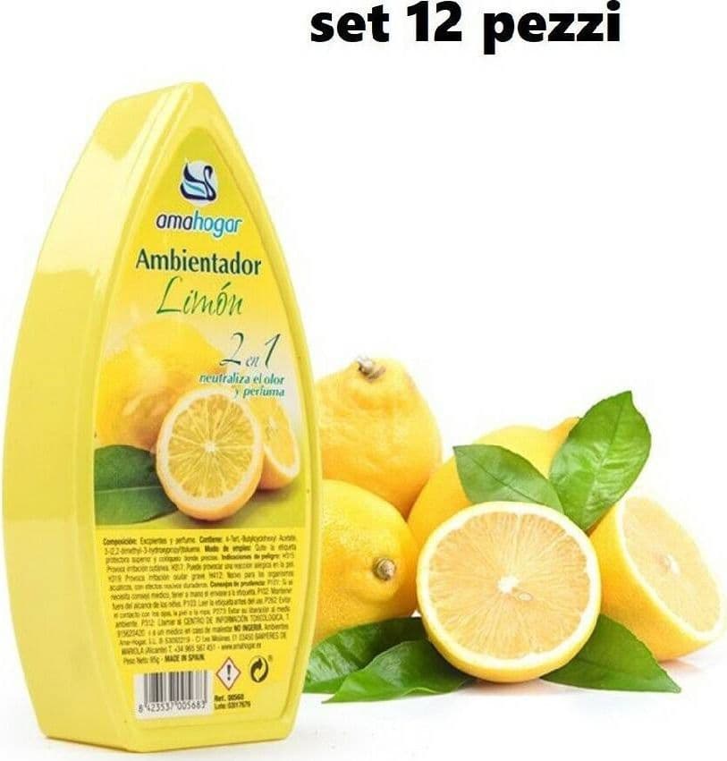 SET 12 DEODORANTI GEL PROFUMO AMBIENTE ASSORBI ODORI FRAGRANZA LIMONE - 2