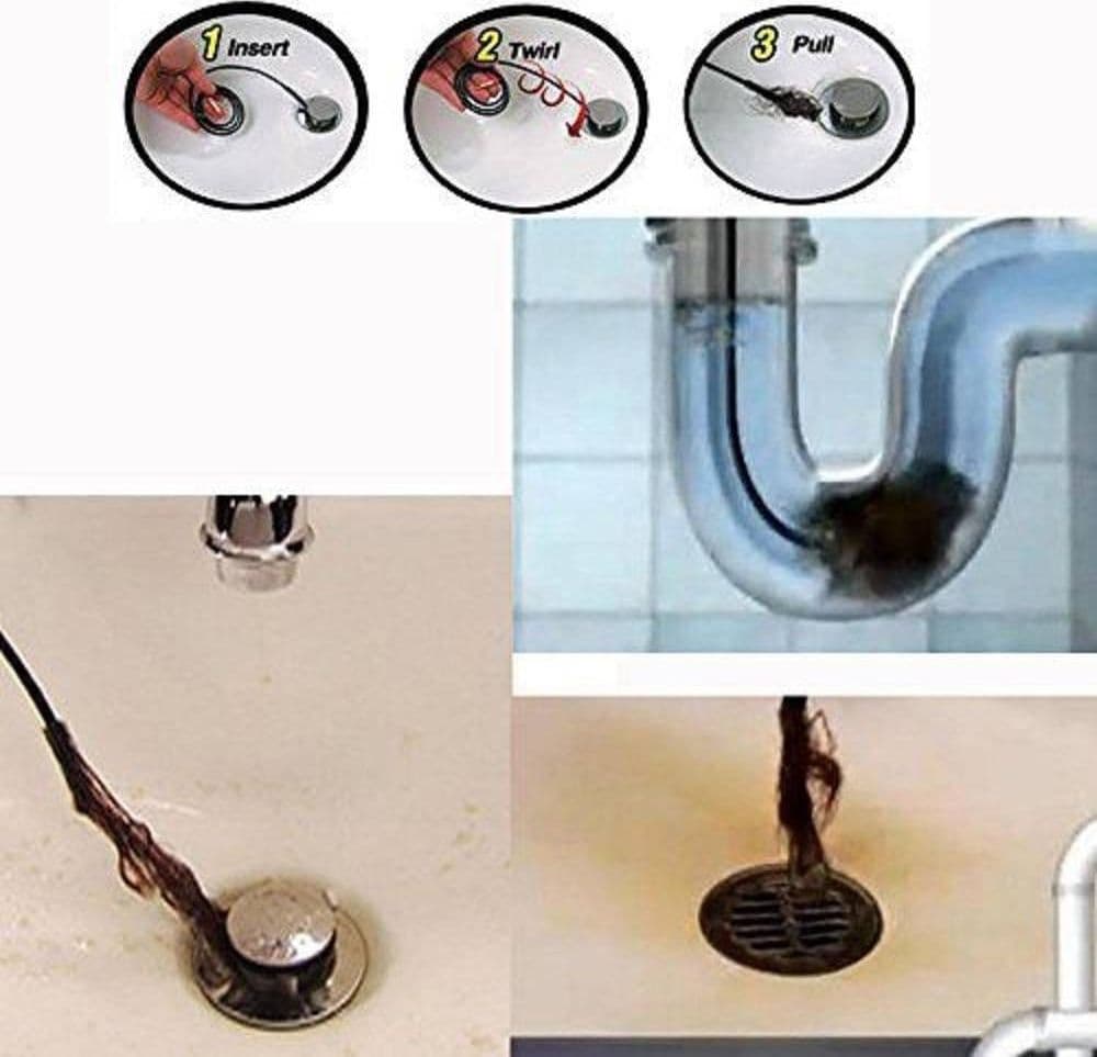 SINK SNAKE FILO FILI STURA LAVANDINO PULISCI TUBI CAVO TUBO STURA BAGNO CUCINA - 3