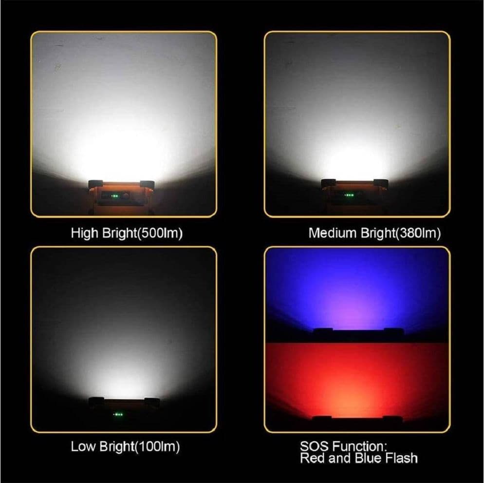 FARO DI EMERGENZA LED 60W CON PANNELLO SOLARE RICARICABILE USB SOS CAMPEGGIO - 5