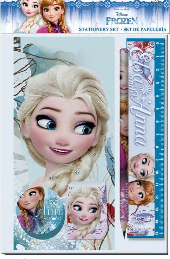 SET CANCELLERIA PER SCUOLA FROZEN ANNA E ELSA MATERIALE DIDATTICO BAMBINI 6 PZ