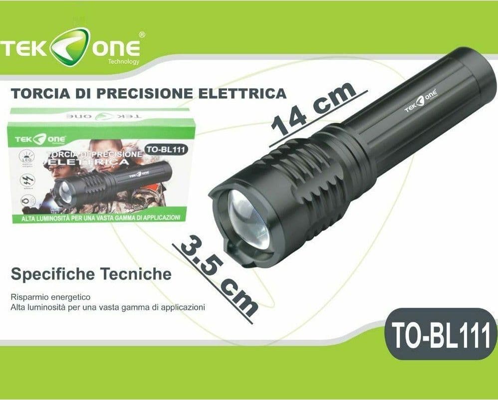 TORCIA LED TEKONE TO-BL111 CON ZOOM A BATTERIA RICARICABILE LUCE DI PRECISIONE - 2
