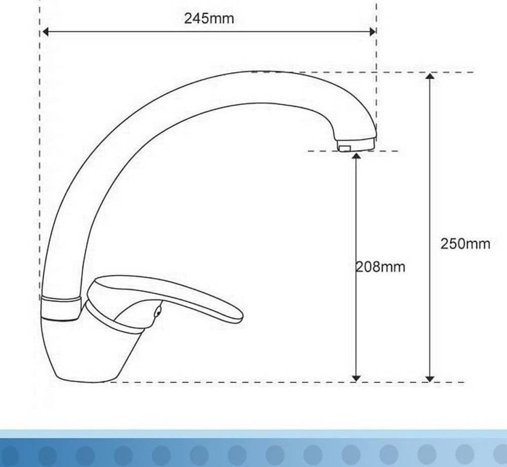 MISCELATORE RUBINETTO MONOCOMANDO PER LAVELLO CUCINA CANNA CURVA AVENA 63001 - 2