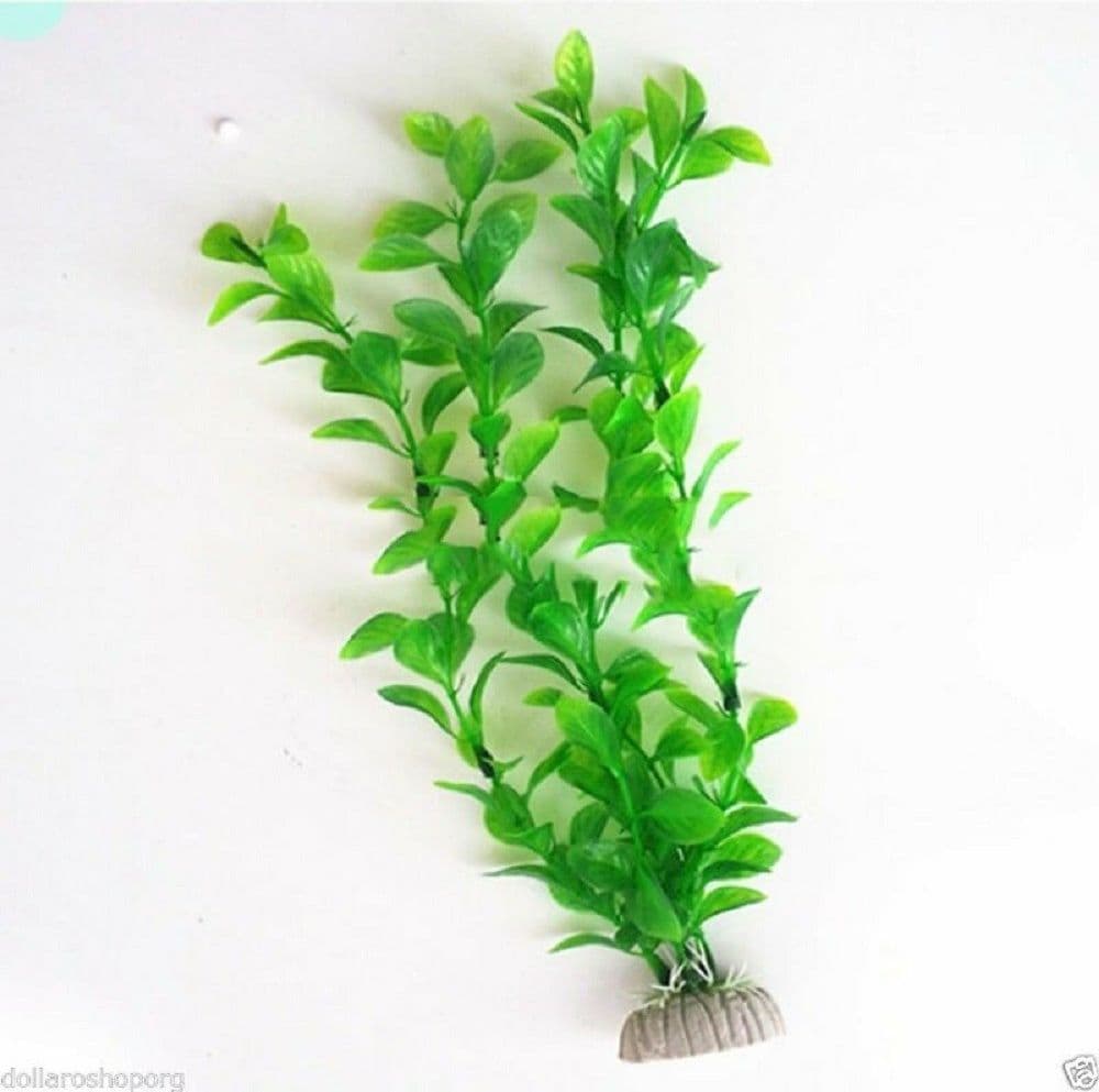 PIANTA 27 CM PIANTINA ARTIFICIALE PER ACQUARIO PIANTE FINTE PLASTICA COLOR VERDE - 2