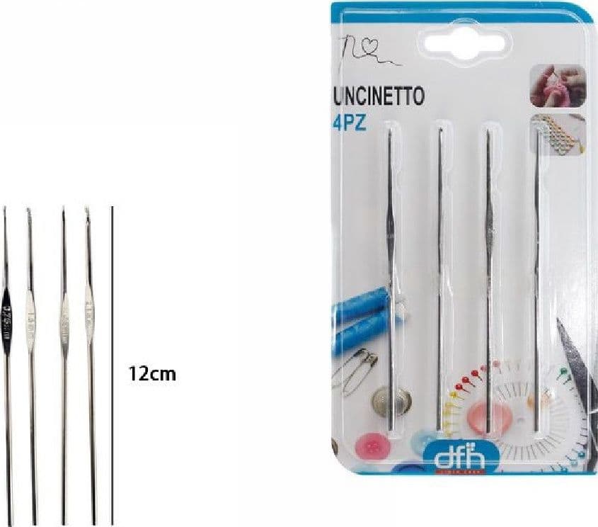 SET 4 PEZZI UNCINETTO IN METALLO PER MAGLIA COTONE SARTORIA SARTA CUCITO 53253