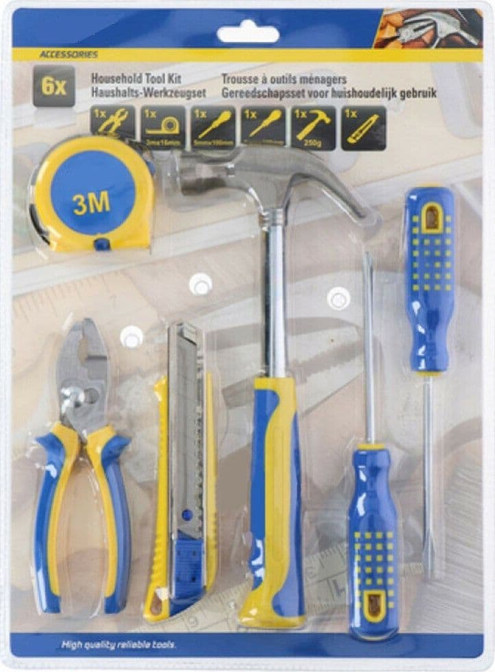 SET ATTREZZI DA LAVORO 6PZ KIT UTENSILI FAI DA TE CON MARTELLO PINZE CACCIAVITE - 2