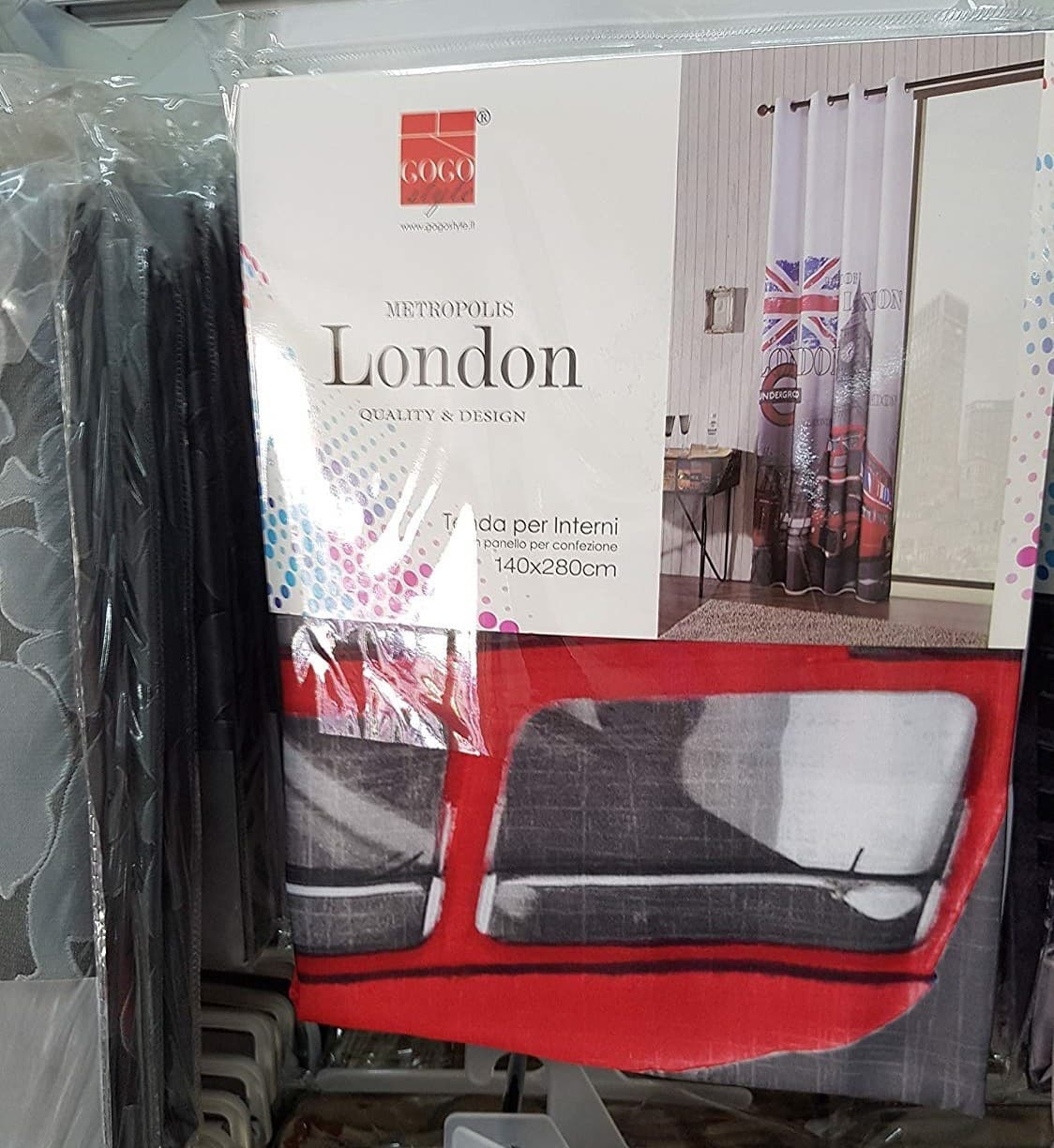 TENDA LONDON LONDRA BRITISH UK PANNELLO ANELLI ARREDO PORTA FINESTRA BASTONE - 2