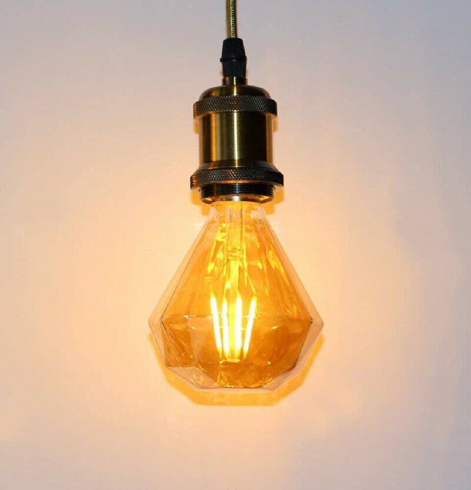 LAMPADINA FILAMENTO DIAMANTE AMBRA E27 4 WATT STILE RETRO LUCE DECORATIVA DM-OC - 2
