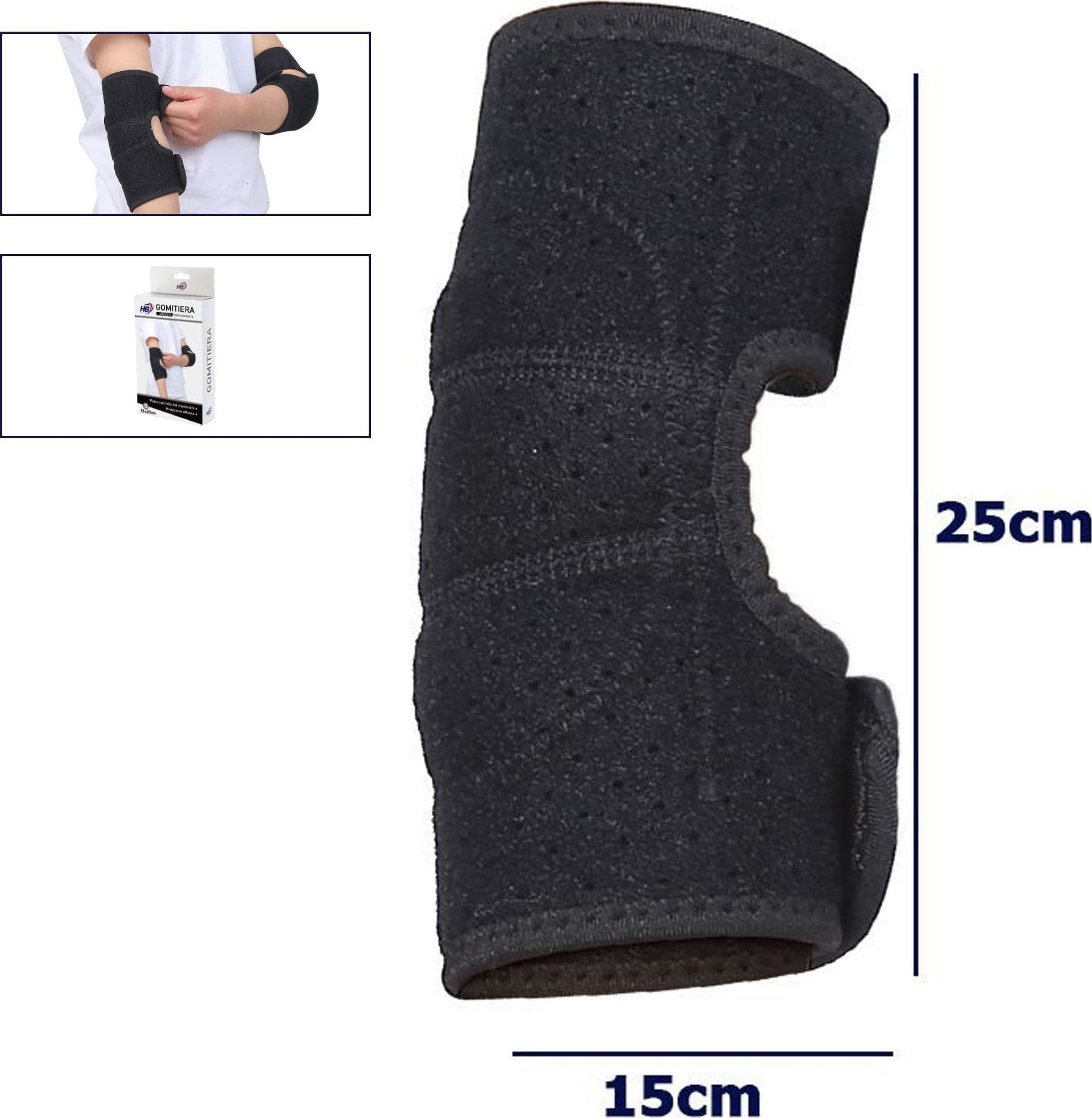 GOMITIERA FASCIA ELASTICA SUPPORTO TUTORE PER GOMITO ANALLERGICO BAMBINI NERO S