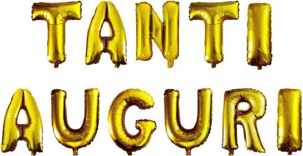 FESTONE PALLONCINO TANTI AUGURI CON CANNUCCIA PER GONFIARE 45CM ORO ARGENTO 11 PALLONCINI - 2