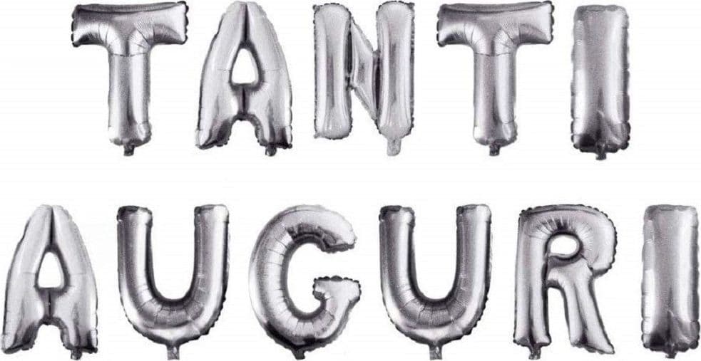FESTONE PALLONCINO TANTI AUGURI CON CANNUCCIA PER GONFIARE 45CM ORO ARGENTO 11 PALLONCINI - 3