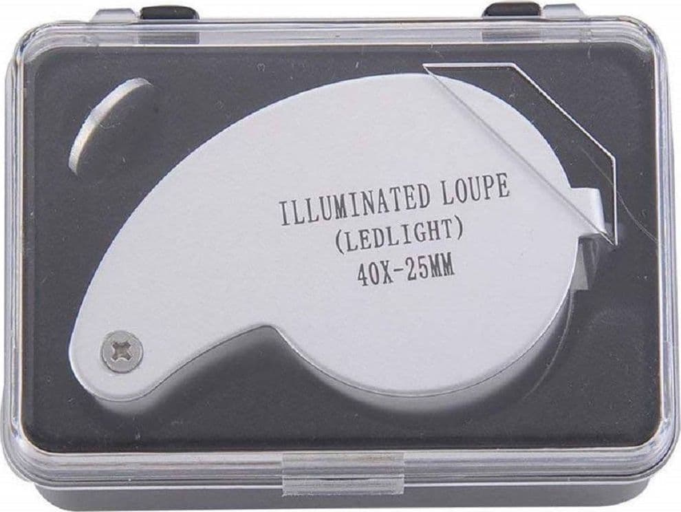 LENTE INGRANDIMENTO ILLUMINATA 40X-25MM A LED DA TASCA PRECISIONE PIEGHEVOLE METALLO - 4