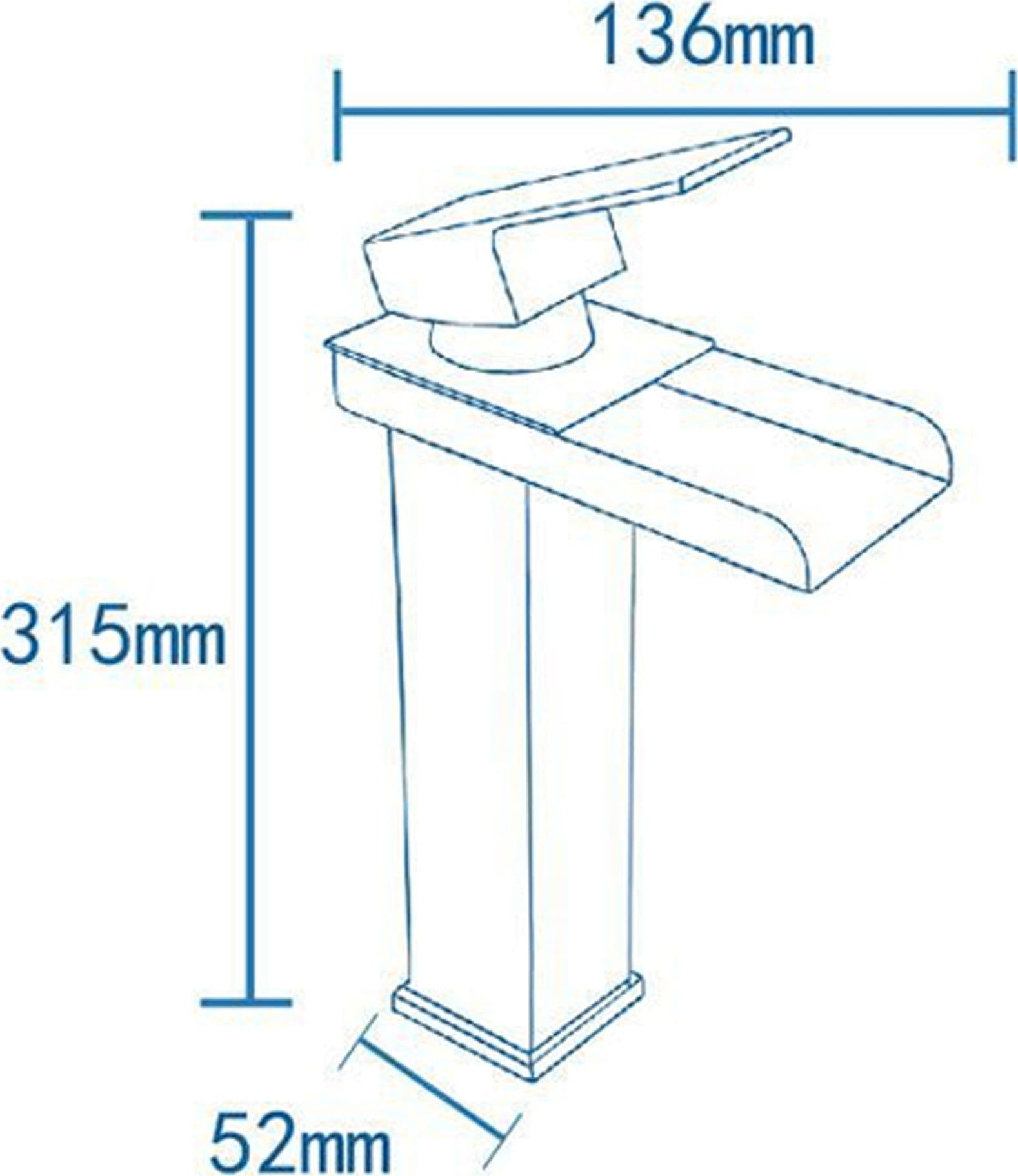 RUBINETTO BAGNO DESIGN MODERNO A CASCATA MISCELATORE MONOCOMANDO ALTO CROMATO - 4