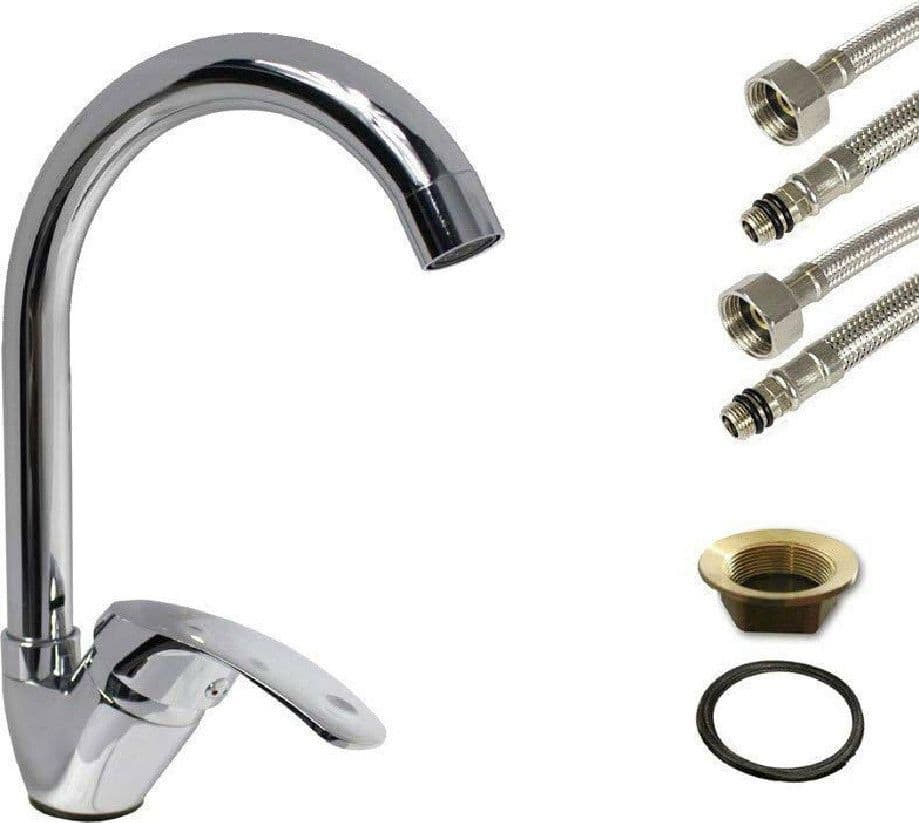 RUBINETTO PER LAVELLO DA CUCINA A CANNA ALTA MISCELATORE IN OTTONE CROMATO 52334 - 2