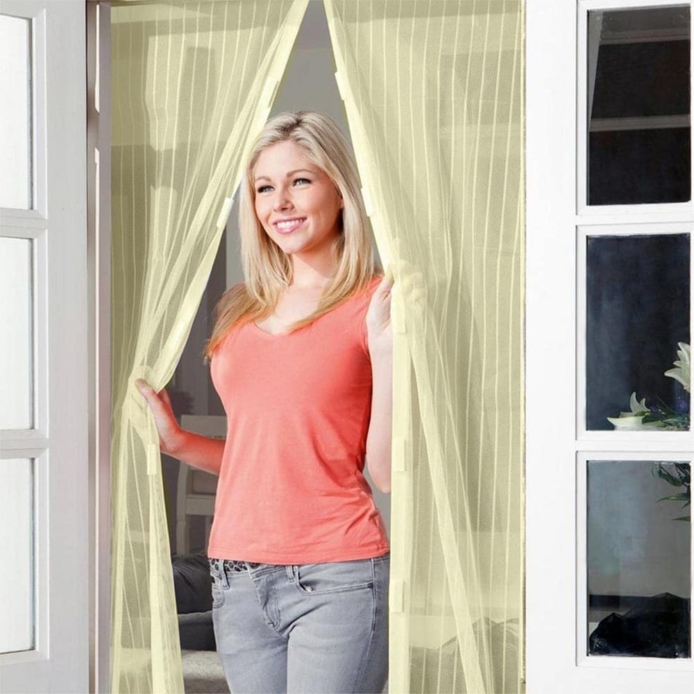 ZANZARIERA MAGNETICA 120 X 240 CM BEIGE UNIVERSALE 18 MAGNETI TENDA PER PORTE - 3