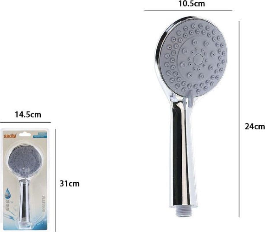 SOFFIONE DOCCIA DOCCETTA MULTIGETTO DOCCINO ROTONDO MODERNO 10.5 X 24 CM 59563 - 2